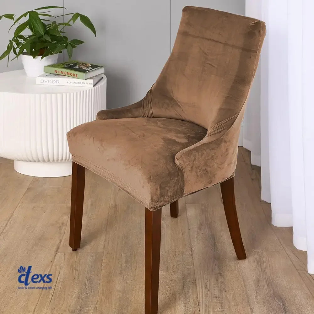 Soft Velvet Turkish Chair Cover - Camel Brown - Ctexs