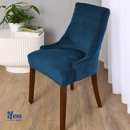 Soft Velvet Turkish Chair Cover - Navy Blue - Ctexs