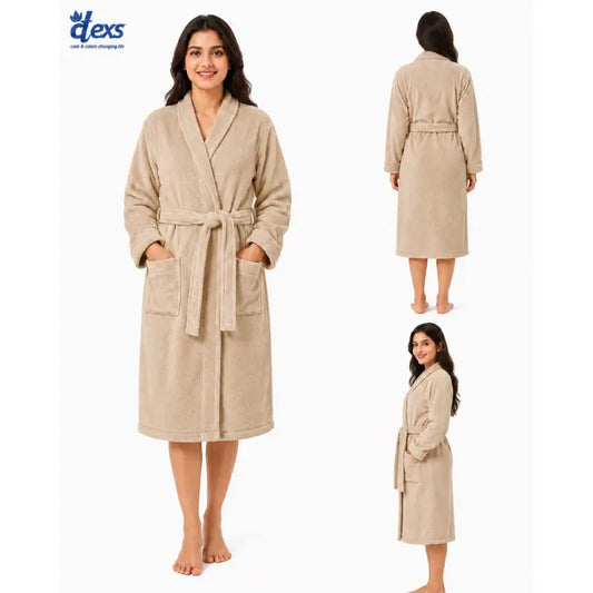 Unisex Fluffy Bathrobe - Beigh