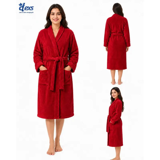 Unisex Fluffy Bathrobe - Mehroon