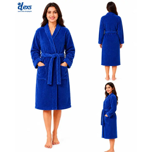 Unisex Fluffy Bathrobe - Navy Blue