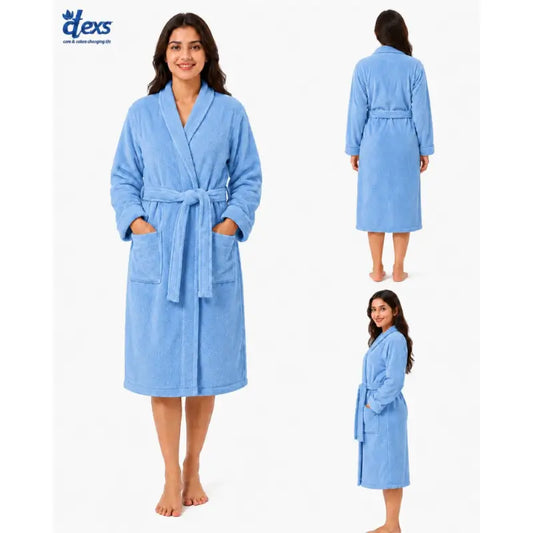 Unisex Fluffy Bathrobe - Sky Blue