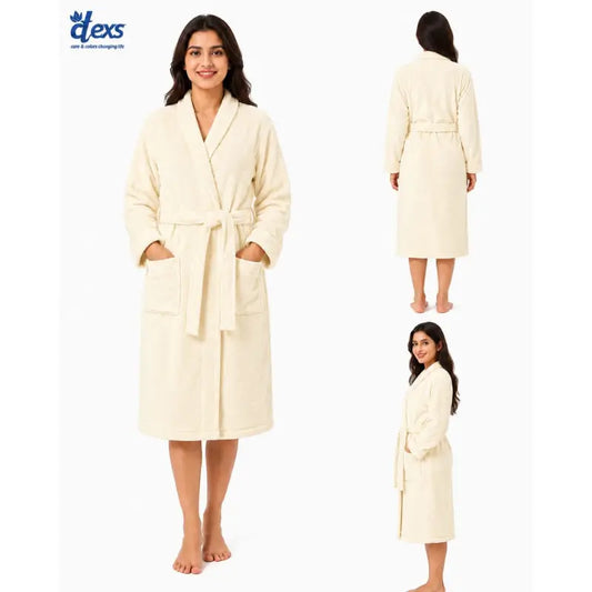 Unisex Fluffy Bathrobe - Vanilla