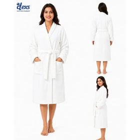 Unisex Fluffy Bathrobe - White