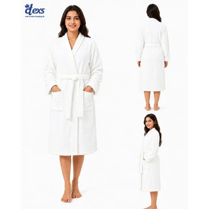 Unisex Fluffy Bathrobe - White