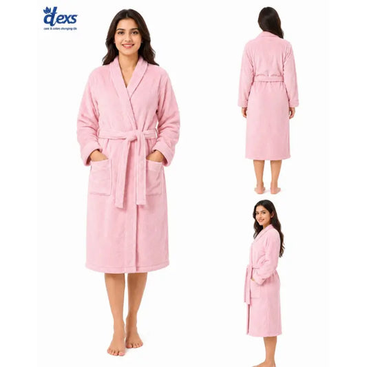Unisex Fluffy Bathrobe - Baby Pink