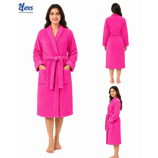 Unisex Fluffy Bathrobe - Dark Pink