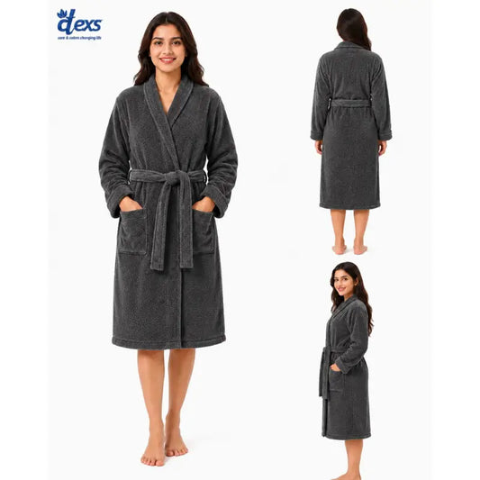 Unisex Fluffy Bathrobe - Gray