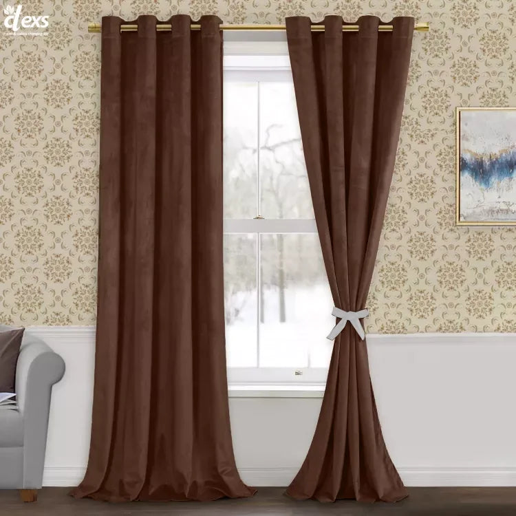Premium Velvet Curtains | Brown - Ctexs