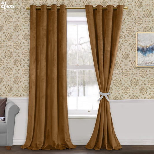 Premium Velvet Curtains | Camel