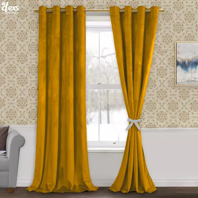Premium Velvet Curtains | Mustard - Ctexs