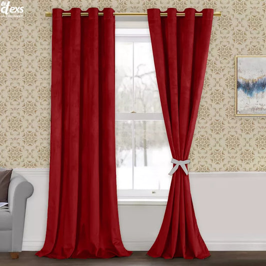 Premium Velvet Curtains | Red