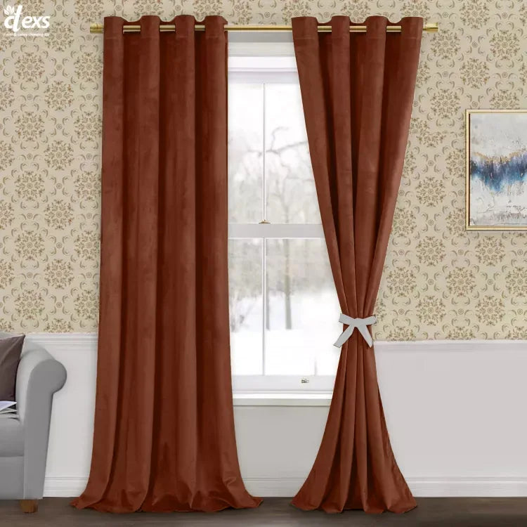 Premium Velvet Curtains | Rust - Ctexs