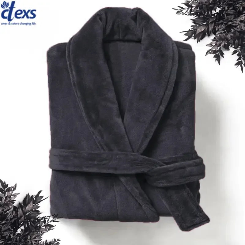 Velour Bathrobe - Black - Ctexs