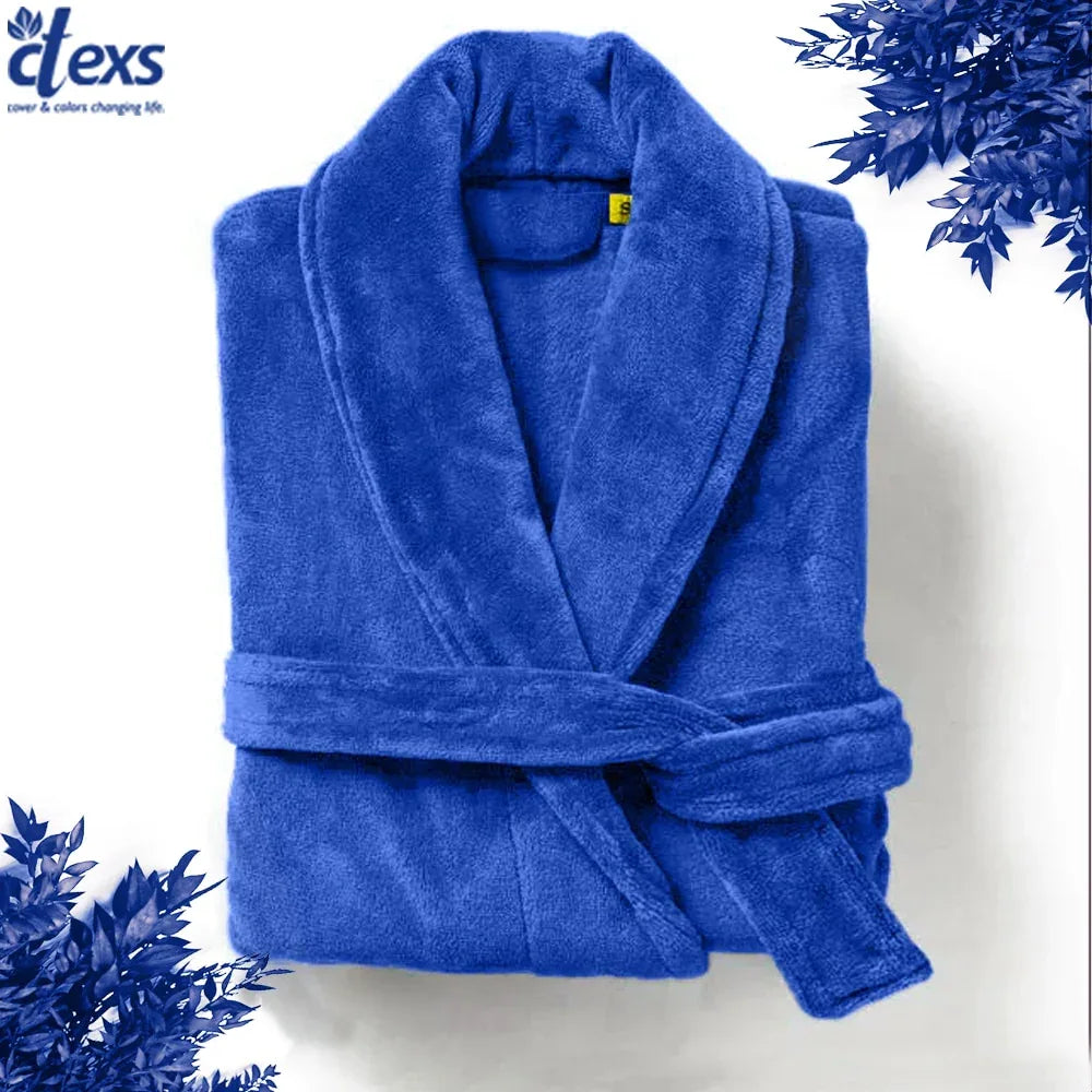 Velour Bathrobe - Navy Blue - Ctexs