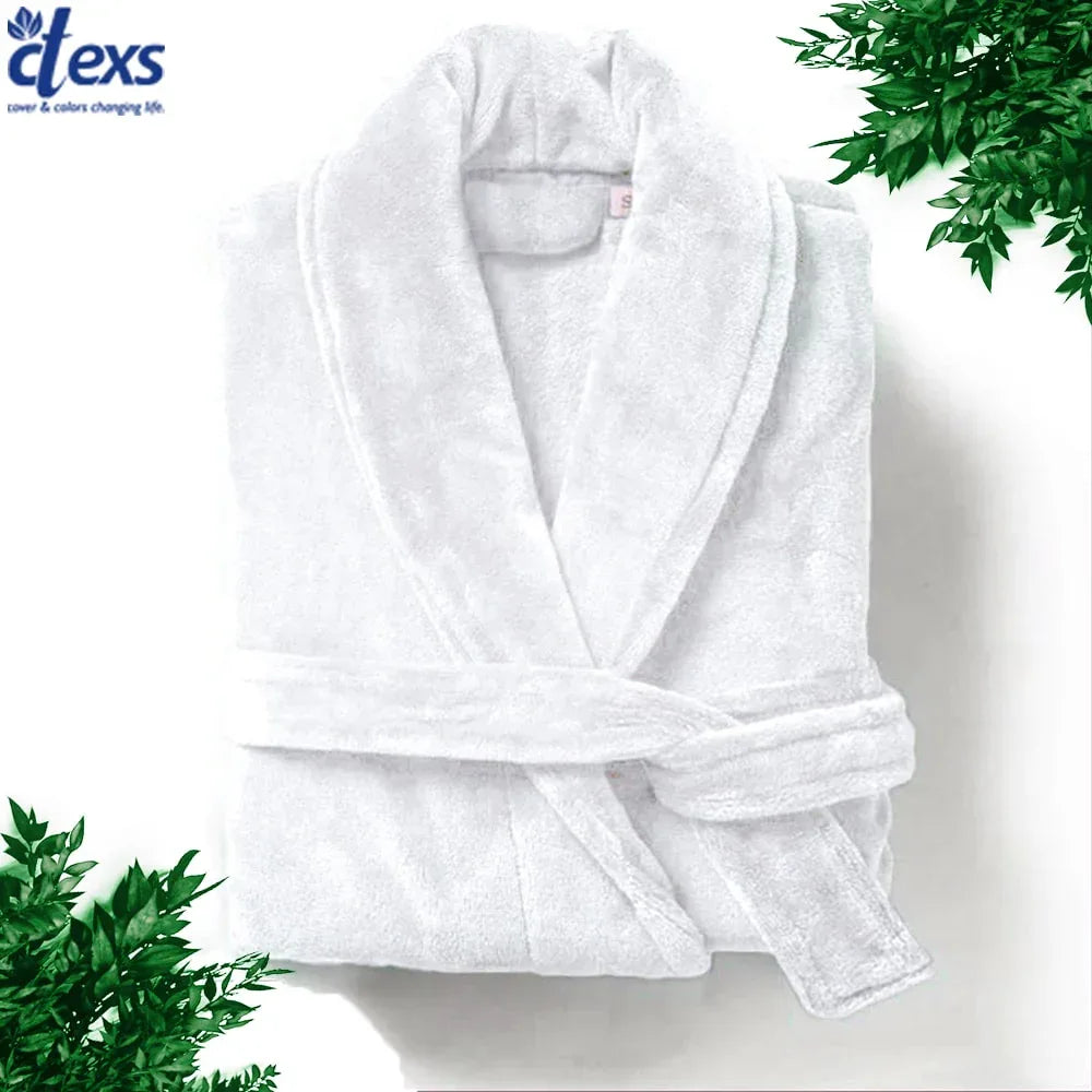 Velour Bathrobe - White - Ctexs