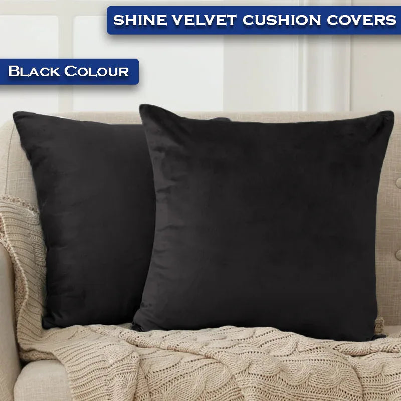 Premium Velvet Cushion Covers - Jet Black - Ctexs