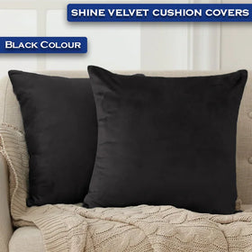 Premium Velvet Cushion Covers - Jet Black - Ctexs
