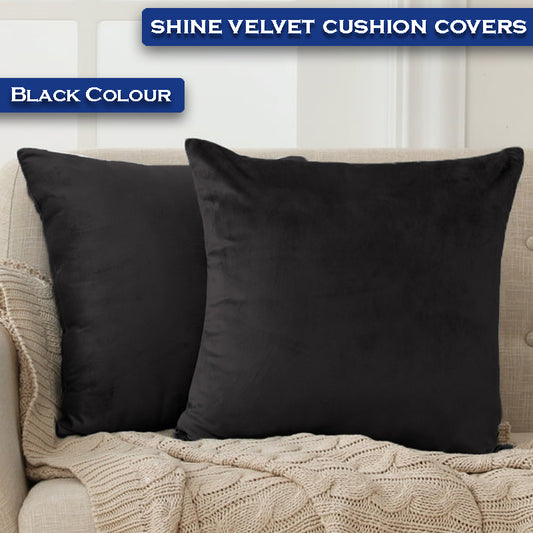 Premium Velvet Cushion Covers - Jet Black