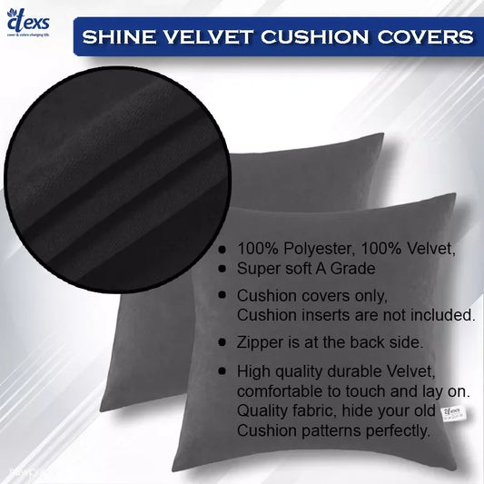 Premium Velvet Cushion Covers - Jet Black - Ctexs