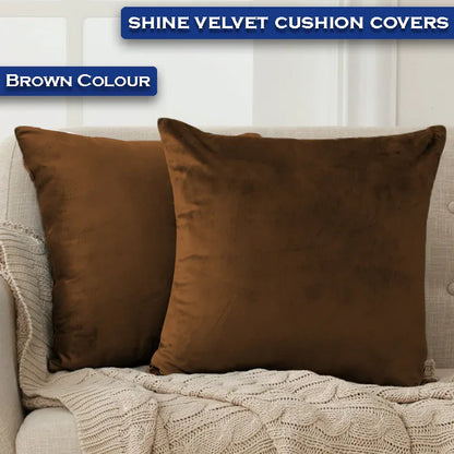 Premium Velvet Cushion Covers - Dark Brown - Ctexs