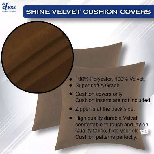 Premium Velvet Cushion Covers - Dark Brown - Ctexs