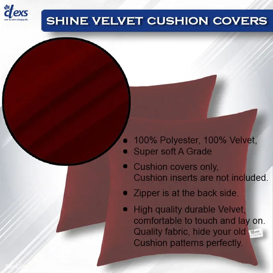 Premium Velvet Cushion Covers - Maroon - Ctexs