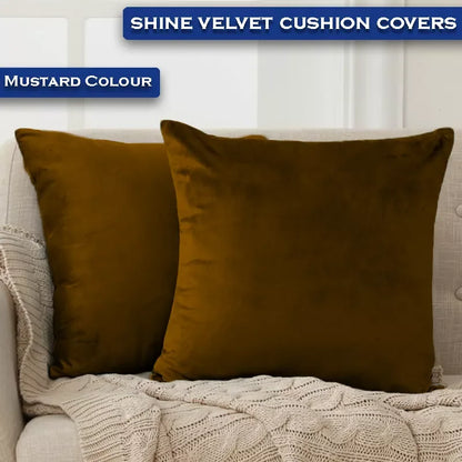 Premium Velvet Cushion Covers - Mustard - Ctexs