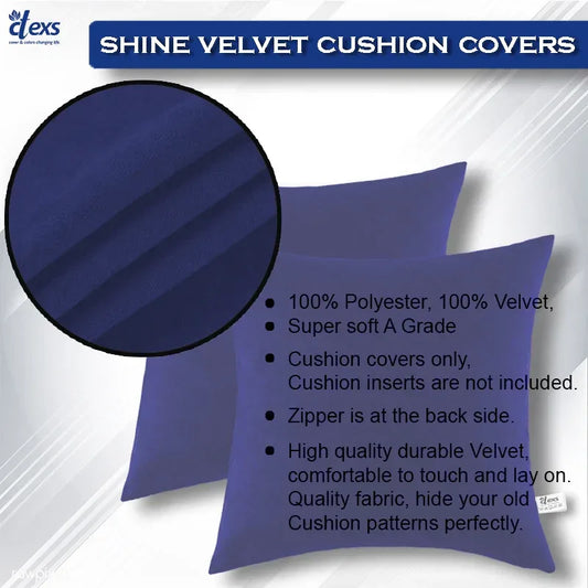 Premium Velvet Cushion Covers - Navy Blue - Ctexs
