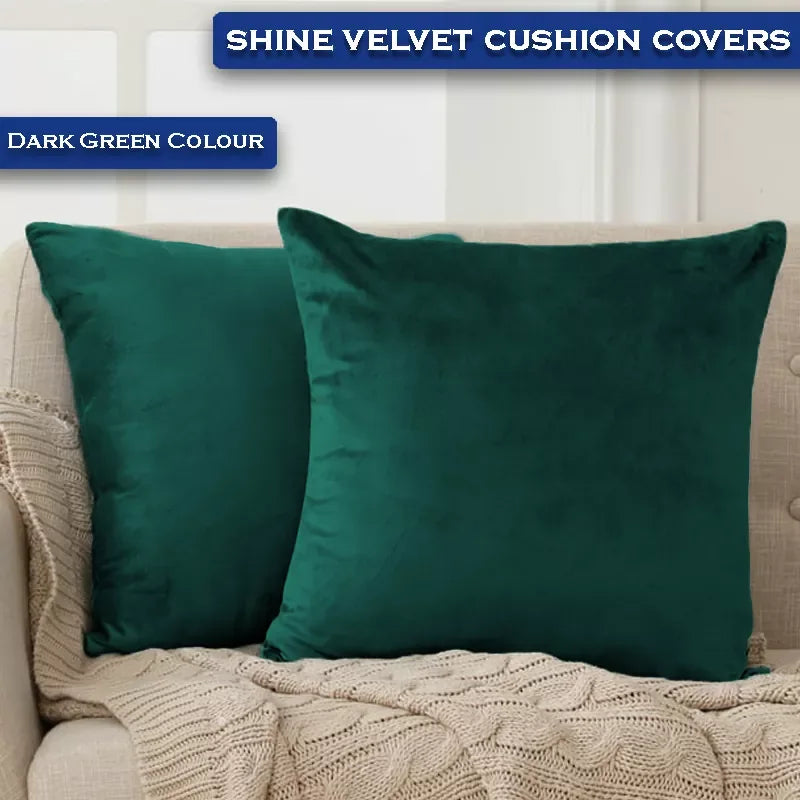 Premium Velvet Cushion Covers - Dark Green - Ctexs