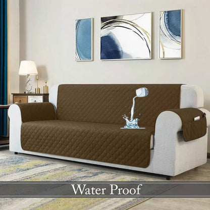 Waterproof Quilted Sofa Cover With Pocket | Camel - Ctexs