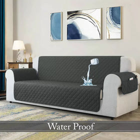 Waterproof Quilted Sofa Cover With Pocket | Grey - Ctexs