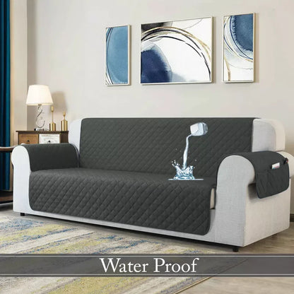 Waterproof Quilted Sofa Cover With Pocket | Grey - Ctexs