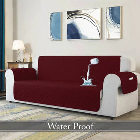 Waterproof Quilted Sofa Cover With Pocket | Mehroon - Ctexs