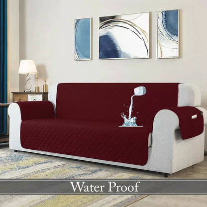 Waterproof Quilted Sofa Cover With Pocket | Mehroon - Ctexs