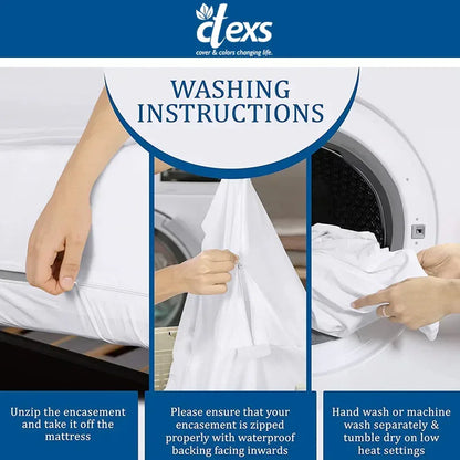 Waterproof Zipper Mattress Protector Cover - Navy Blue - Ctexs