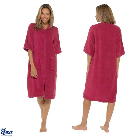 Front Zipper Bathrobe - Mehroon