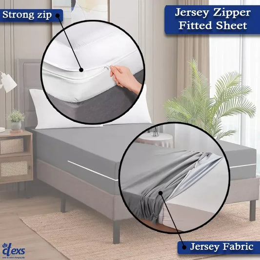Jersey Zipper Bed Fitted Sheet - Gray