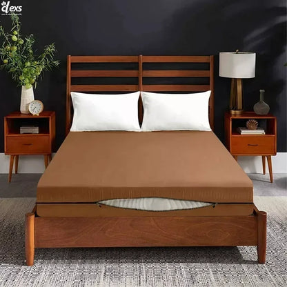 Jersey Zipper Bed Fitted Sheet - Camel